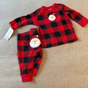 carter's baby plaid christmas 2 pc set 3m